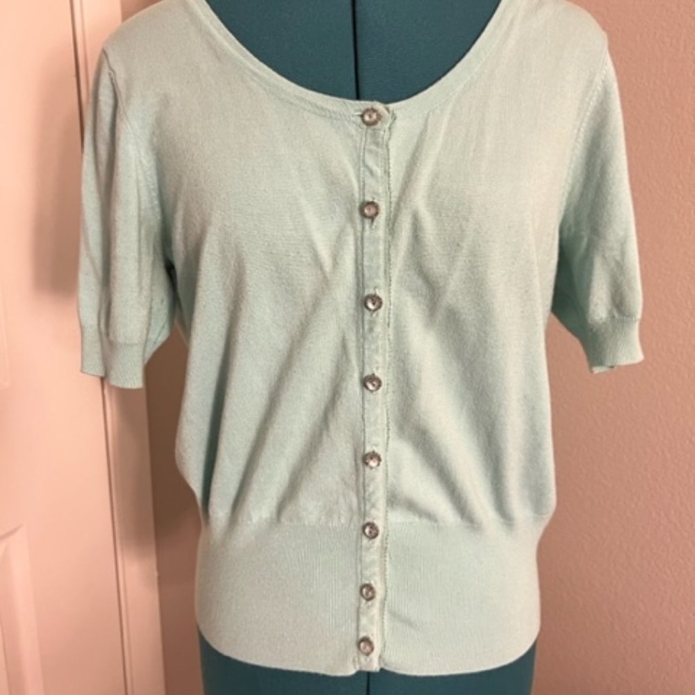 Light Blue Short-Sleeve Cardigan - Sz L